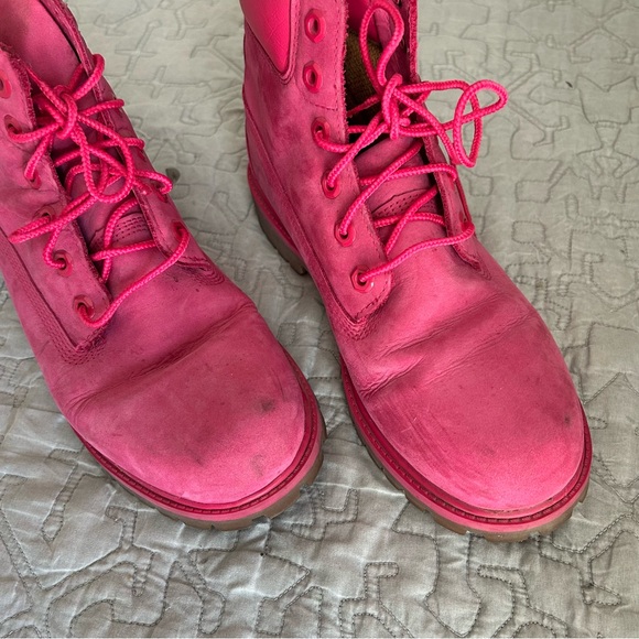 🩷HOT PINK PREMIUM TIMBERLAND ANKLE BOOTS WINTER 2024 SNOW SIZE 7 WOMENS - Picture 5 of 11